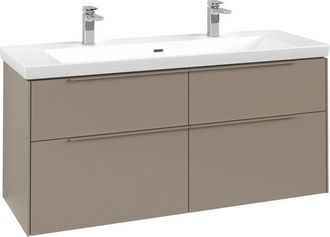 Villeroy & Boch Subway 3.0 Wastafelonderkast - met verlichting - 4 uittrekladen - 1272 x 576 x 478 mm - Taupe