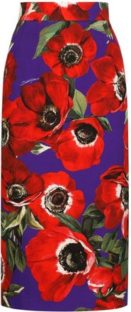Dolce & Gabbana floral-print pencil skirt - women - Silk/Spandex/Elastane - 38 - Purple