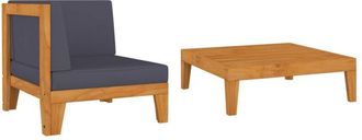 vidaXL Vidaxl - Muebles De Jard&iacute;n 2 Piezas Con Cojines Madera Maciza De Acacia