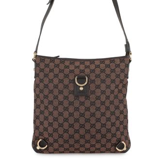 Gucci Brown Gg Canvas Leather Handbag Shoulder Bag (Pre-Owned)