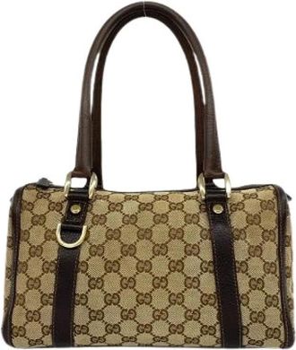 Gucci Pre-owned GG Canvas Leren Handtas - Dames - Vintage Handtas - Bruin - ONE Size - Leer - Vintage