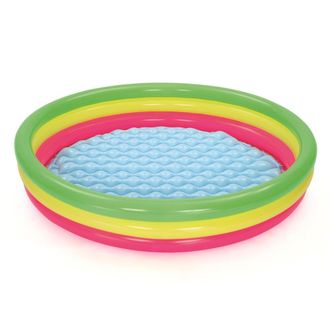 Trade Shop Trade Shop - Piscina Inflable Del Arco Iris Con 3 Anillos De Colores 152 X 30 Cm Sobre El Suelo