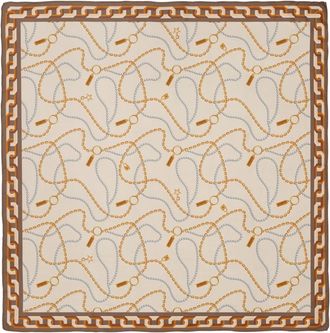 Le Parmentier Ketting & Parels Zijden Vierkante Sjaal - Dames - Zijden sjaals - Beige - ONE Size - Accessoires