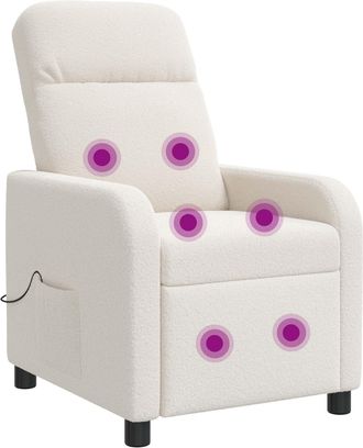 vidaXL Silla De Masajes Reclinable Crema Boucl&eacute; Vidaxl