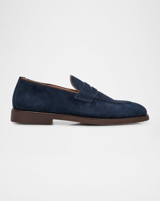 Brunello Cucinelli Men & apos;s Suede Penny Loafers