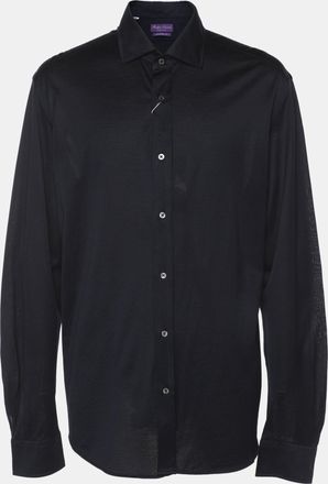 Ralph Lauren Purple Label Navy Blue Cotton Tailored Fit Long Sleeve Shirt