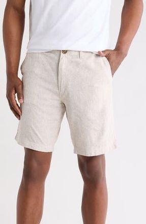 14th & Union Linen & Cotton 8-Inch Shorts in Tan Burrow- White Eoe at Nordstrom Rack, Size 40