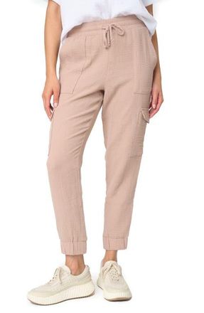Gibsonlook Essential Cotton Gauze Cargo Joggers in Taupe at Nordstrom, Size Medium