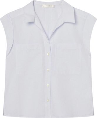 Frame Denim Womens Seersucker Leisure Shirt In Blue