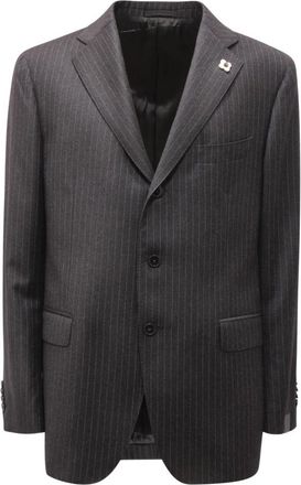 Lardini Wol Donkergrijs Italiaanse Stijl Jurk - Heren - Blazers - Grijs - 2XL - Wol - Jassen
