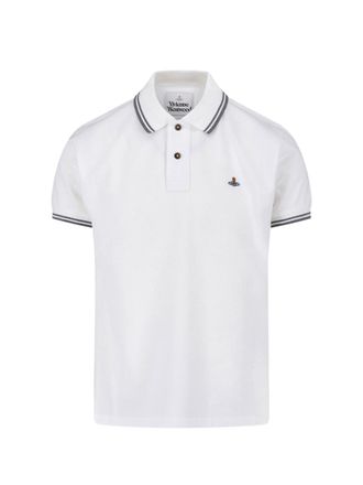 Vivienne Westwood Short-Sleeve Polo Shirt with Grey Double Stripes
