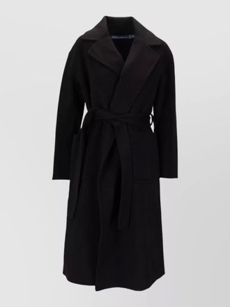 Ralph Lauren long car coat belted waist lapel collar