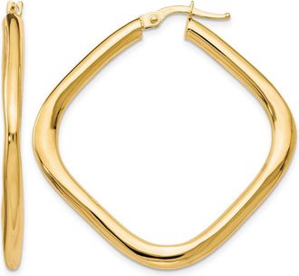 Diamond2Deal 10K Yellow Gold Square Shape Hoop Earrings