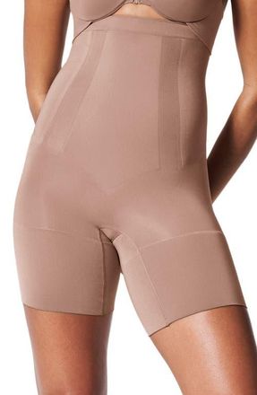 Spanx SPANXsculpt OnCore High Waist MidThigh Shorts in Caf Au Lait at Nordstrom, Size X-Large