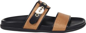 Ancient Greek Sandals Cognac Zwart Platte Sandaal - Dames - Sandalen - Bruin - 37 EU - Schoenen