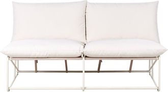 Beliani Sof&aacute; 2 Plazas De Jard&iacute;n Bajo De Metal Con Cojines De Asiento Y Respaldo Muebles De Exterior Interior Jard&iacute;n Sin Reposabrazos Beige Claro Pico