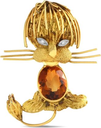 H.Stern Spilla Lion in oro giallo 18kt con citrino e diamanti
