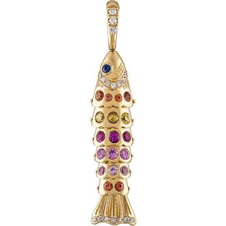 Eden Presley Swedish Fish Pendant in Yellow Gold Rainbow Small at Nordstrom