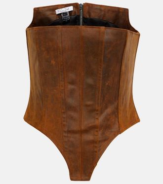 LaQuan Smith Bustier in pelle distressed