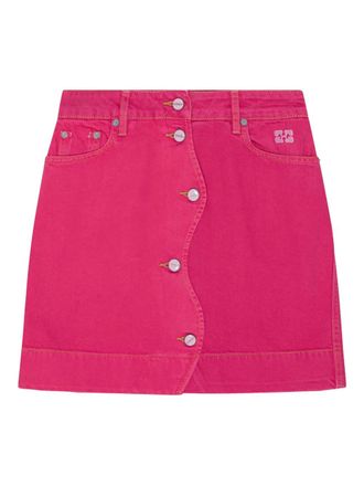 Ganni Rok van spijkerstof met knopen - Roze