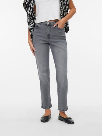 Vero Moda Straight-Jeans VERO MODA VMAMARA MR SLIM STRAIGHT ANK VI2112 NOOS, Damen, Gr. 25, L&auml;nge 30, blau (medium grau denim), Denim/Jeans, Obermaterial: 98% B