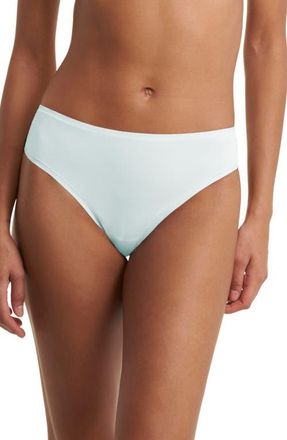 Natori Bliss Bare Stretch Cotton Thong in Sky Green at Nordstrom, Size X-Large
