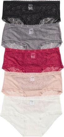 Nordstrom Rack Assorted 5-Pack Lace Hipster Briefs in Ivory Pink Multi at Nordstrom Rack, Size X-Small