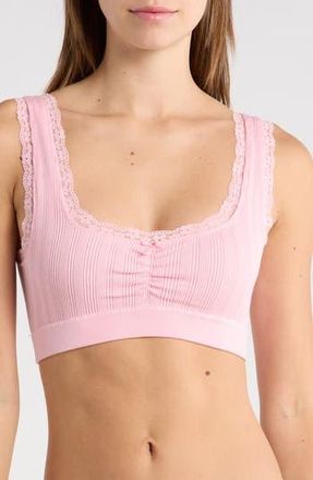 Florence By Mills Ruched Longline Bralette in Candy Pink at Nordstrom Rack, Size X-Small