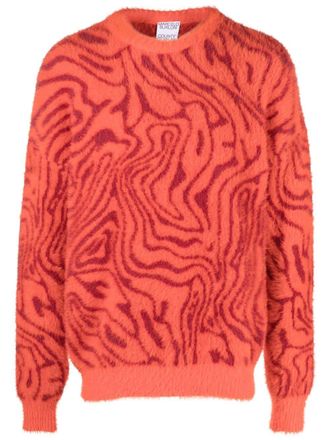 Marcelo Burlon patterned-intarsia fleece knitted jumper - men - Polyamide - S - Red