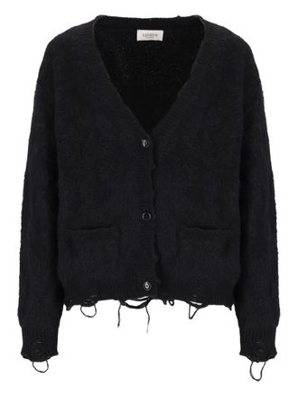 Laneus distressed buttoned cardigan - men - RWS Merino Wool/Polyester/Kid Mohair/Nylon/Wool/Polyamide - 48 - Black