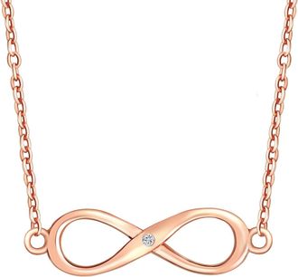Lulu & Jane Womens Necklace Sterling Silver - Rose Gold - Size 50 cm