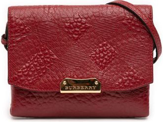 Burberry Pre-owned Burberry Embossed Grain Check Leather Langley Crossbody Ladies ROSCALB5SIB