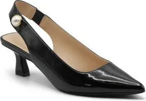 Adrienne Vittadini Sagan Pointed Toe Slingback Pump in Black Patent at Nordstrom Rack, Size 6.5