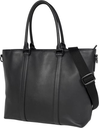 Coach Black Leather Shoulder Bag Tote Bag (Pre-Owned)