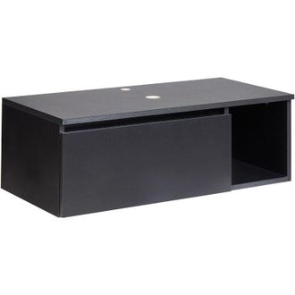 Beliani Mobile bagno sospeso a parete Fronte scanalato 2 ripiani 80 x 40 cm Nero Rupanco