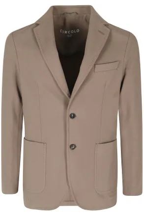 Circolo 1901 Taupe Single-Breasted Fleece Cotton-Blend Blazer