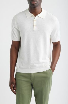 Scott Barber Solid Boucl&eacute; Polo in White at Nordstrom, Size Xx-Large