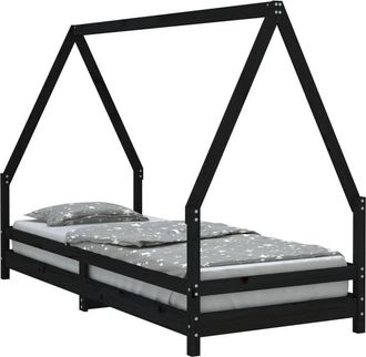 vidaXL Estructura De Cama Para Ni&ntilde;os Madera De Pino Negro 90x200 Cm Vidaxl