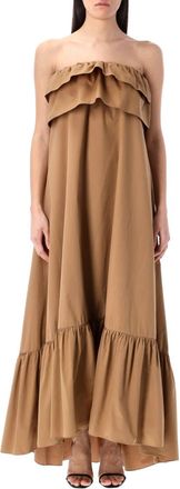 Saint Laurent Beige Strapless Maxi Dress