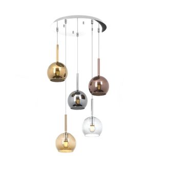 Top-Light Top-light - Sosp. Cromo Tonda 5 Luci Vetri Tutti Piccolo Trasparente Ambra Cromo Oro Rame 1155cr-s5 Tp-mc