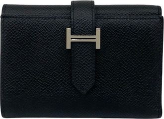 Herm&egrave;s Black Epsom Leather Wallet (Tri-Fold) (Pre-Owned)