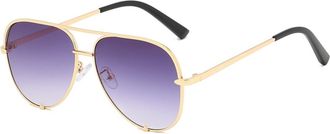 Generic Mens Outdoor Metal Sunglasses Vacation Womens Driving UV400 Sun Glasses(Gold)