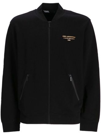 Karl Lagerfeld logo-print zipped sweatshirt - men - Cotton - S - Black