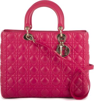 Dior Pre-owned Womens Large Lady Zip GM Handbag - Pink - One Size