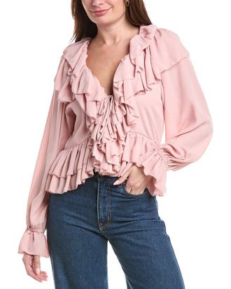 House Of Harlow House Of Harlow 1960 Rhea Long Sleeve Ruffle Top