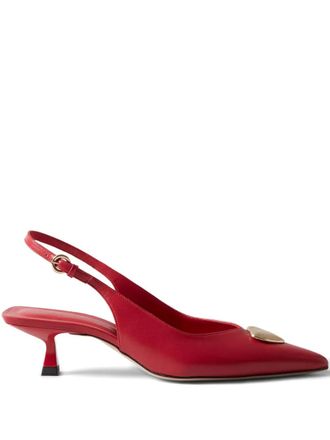 Claudie Pierlot 30mm heart-plaque slingback pumps - Red