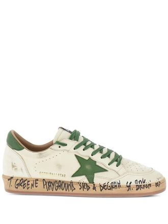 Golden Goose Ball Star Distressed Finish Leather Sneaker With Graffiti Print Shoes