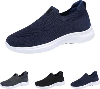 Generic Mens Loafer Trainers Air Cushion Slip-On Orthopedic Walking Shoes Mens Breathable Arch Support Sneakers Comfortable Easy Wear Trainers for Plantar Fas