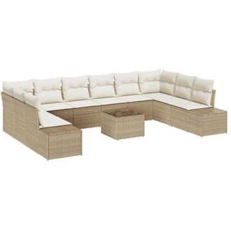 vidaXL Vidaxl - Conjunto De Sof&aacute; De Jard&iacute;n Con Coj&iacute;n 11 Pcs Beige Y Crema