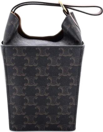 Celine Strap Box Top Handle Bag Triomphe Coated Canvas satchel - Marrone